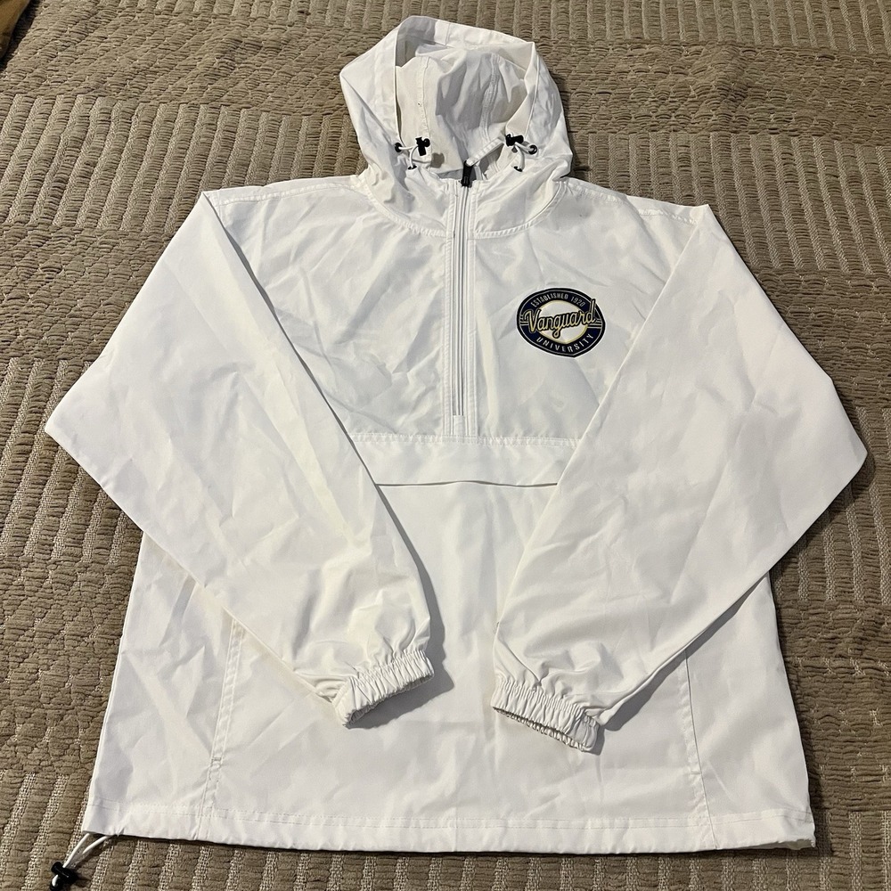 Vanguard University‎ Men S Windbreaker Hoodie Rain Anorak Coat White